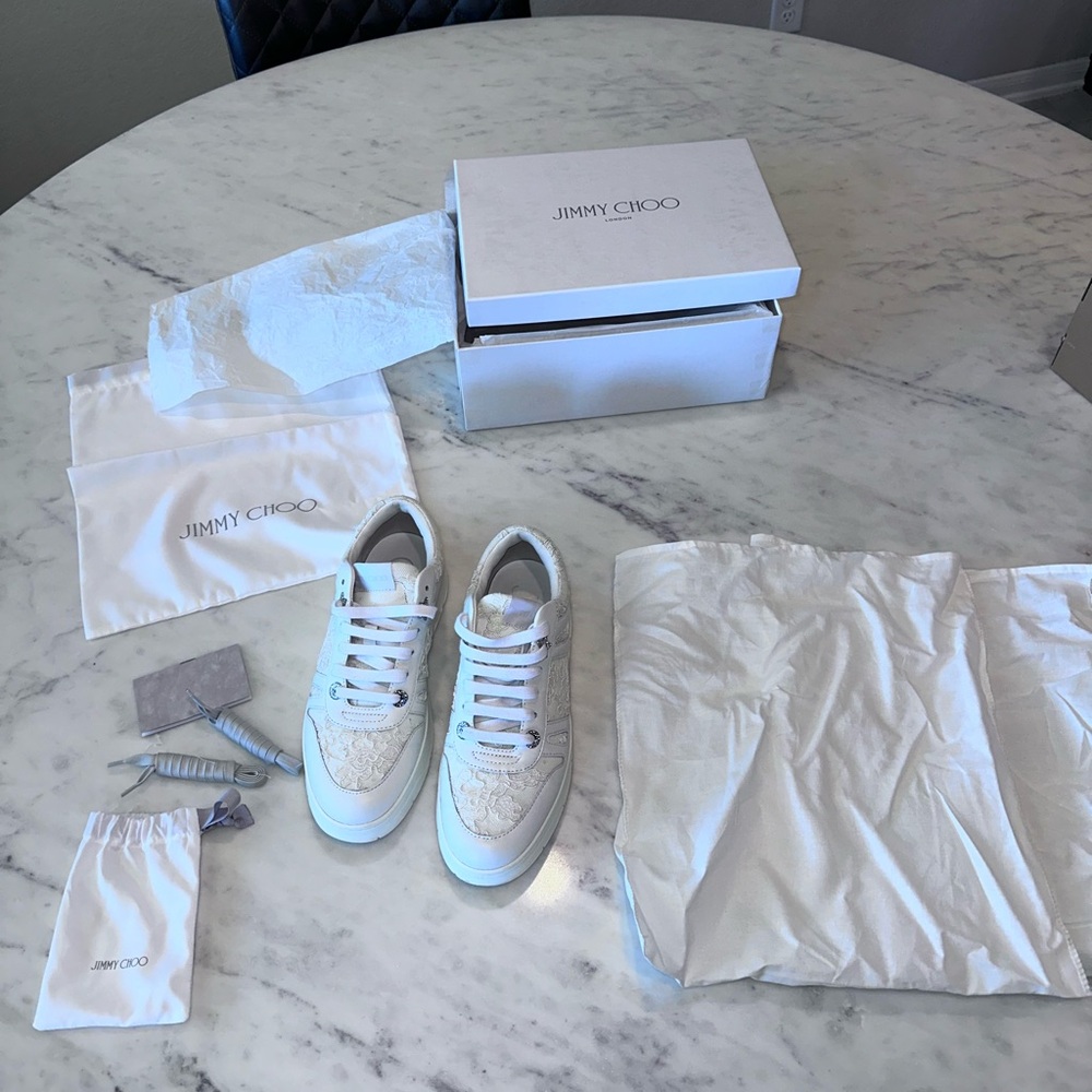 Jimmy Choo Hawaii Lace LowTop Sneakers